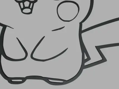 Pikachu Wall Silhouette 01 3D print model