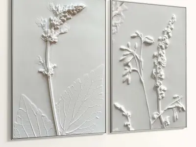 Plaster Two Photo Frame 246 Low-poly 3D model