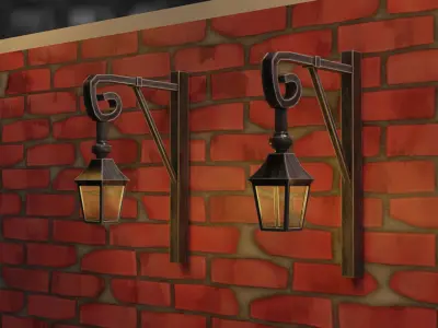 French Street Vintage or old Stylized light Game ready asset Low-poly 3D model