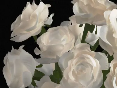 White rose bouquet 3D model