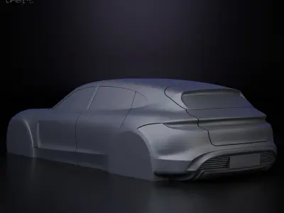 Porsche Taycan Sport Turismo simplified decorative model 3D print model