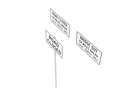 Road Sign US R11 Series Road Closed 3D model