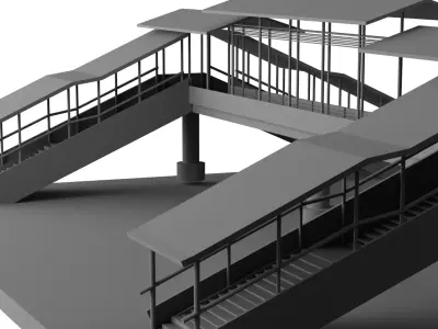 Overpass Footbridge Low-poly 3D model