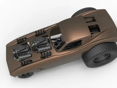 Pulling truck 2wd with Car shell Version 2 Scale 1 to 25 3D print model