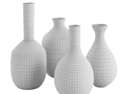 Beige and black ceramic vases 3D model