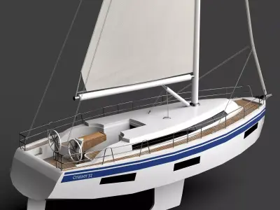 Sailing Boat Bavaria Cruiser 37 Low-poly 3D model