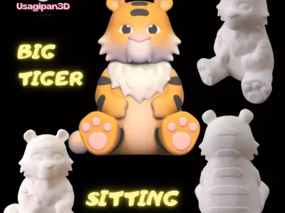 Big Tiger Sitting 3D print model