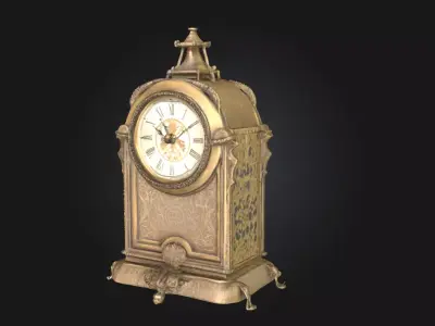 Gilded Elegance Clock  A Timeless Touch of Opulence 3D model
