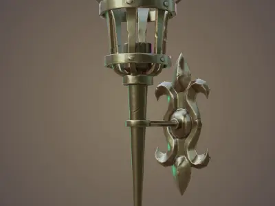 Medieval wall light Low-poly 3D model
