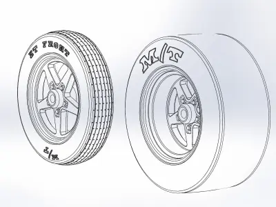 Set of wheels Summit Warrior RT for scale model dragster 3D print model