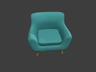 Teal Armchair Low-poly 3D model