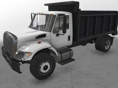 Dump Truck International 7400 2 Low-poly 3D model