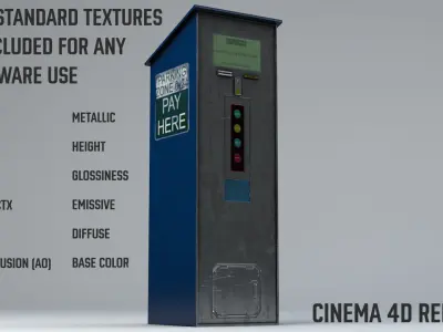 Parking Meter Ticket Automat Next Gen PBR Real Time Asset Low-poly 3D model