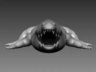 Crocodile base mesh for Zbrush 3D model