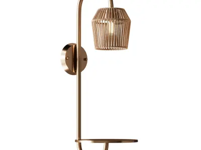 Alyza Rattan Plug-in Armed Sconce 3D model