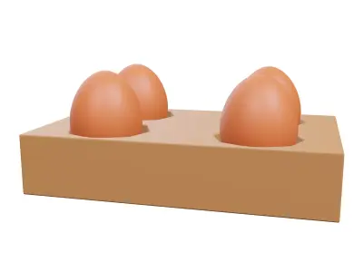 Eggs in a Crate Low-poly 3D model