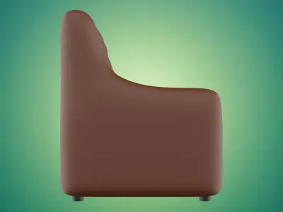 Leather Armchair and Plastic Leg Style 3D model