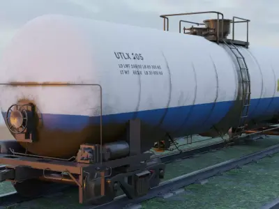 Railway Tank Car - Railroad - Train Tank Wagon Low-poly 3D model Low-poly 3D model