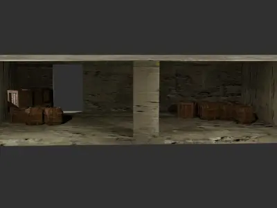 garage room with window and door 3D model