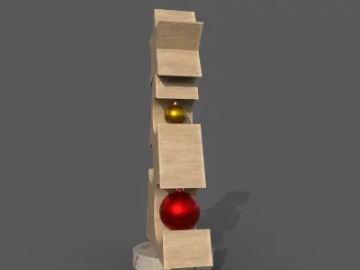Christmas tree decor with balls Low-poly 3D model