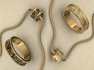 Exclusive Ring and pendants 3D Model Luxury - Design  3D print model