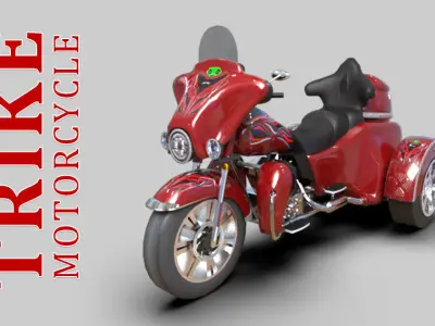 Lowpoly Trike Motorcycle HQ Low-poly 3D model