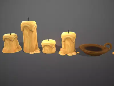 Oil lamp candles - Modular Stylized  Cartoon Low-poly 3D model Low-poly 3D model