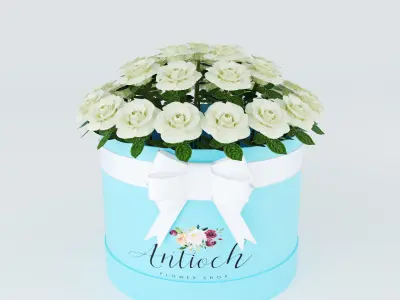 Rose white boquet 3D model