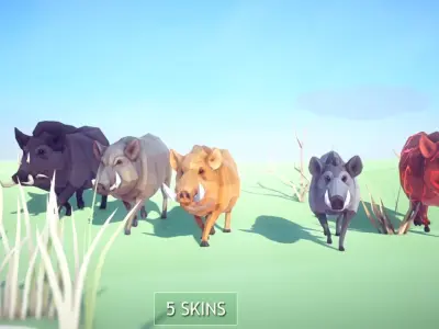 Poly Art Boars Low-poly 3D model