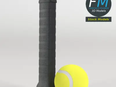 Tennis ball and racket set 3D model