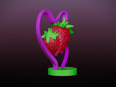 Love Fruits strawberries heart stand 3D print model