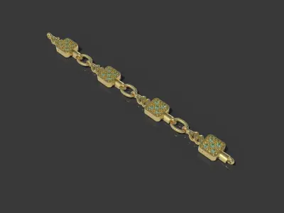 Baguette Stone Jewellery Set 3D print model