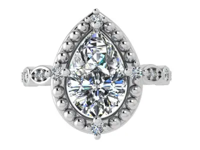 Pear Halo Ring 3718 3D print model