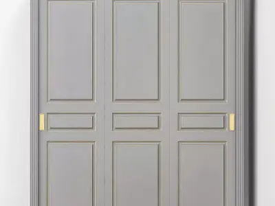 Wardrobe collection with gold handles 3D model