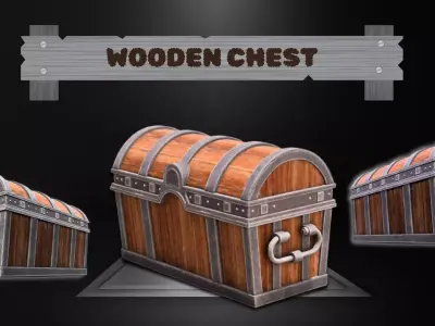 Wood Chest 3D Model  Low-poly 3D model