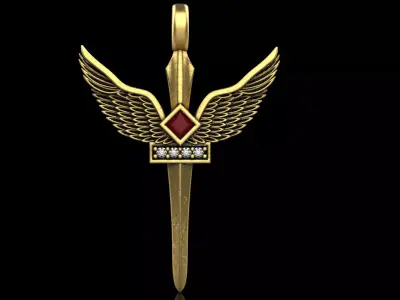 St Michael sword  with angel wings model 673 3D print model