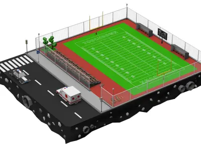 American Football Field Low-poly 3D model
