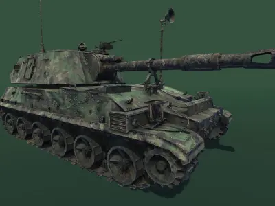 ArtilleryMount army tank Low-poly 3D model