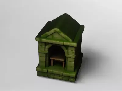 Ancient Stone Fireplace 3D Model 3D model