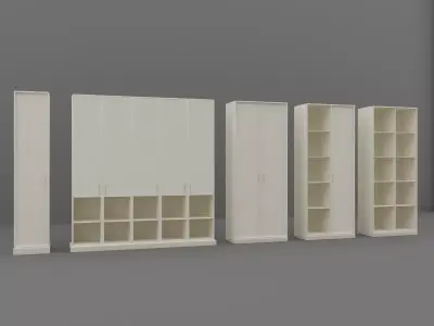 Cabinet Set wardrobe with shelves and drawers 3D model