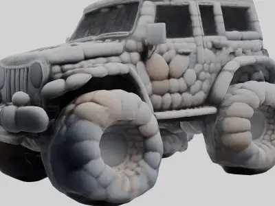 Stone Car - Unique Game-Ready Asset 3D model
