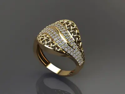 STL 3DM Women Ring Womens Ring Diamonds With Stone Model 3D print model