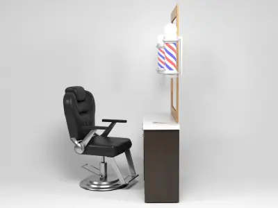 Barber Shop Furniture Low-poly 3D model