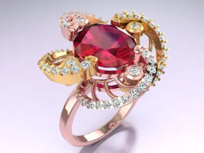 Oval Stone Ring - Womens Rings - GN107 3D print model