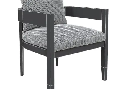 RH Outdoor Baimain restangular table chair Low-poly 3D model