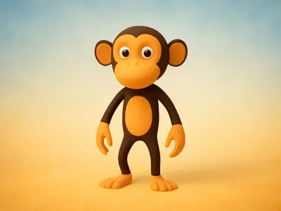 Monkey Rigged And Animation For Game Low-poly 3D model