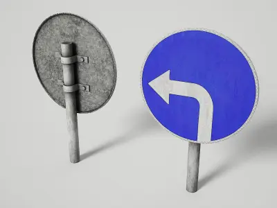 Mandatory Road Signs Pack Game Ready Vol 1 Low-poly 3D model