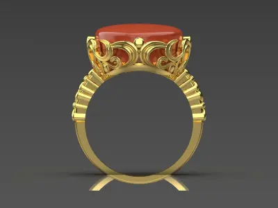 Luxury yellow gold ring with agate stone model gr0118 3D print model
