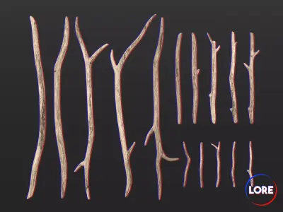 Medieval Essentials Sticks Building Set Low-poly 3D model