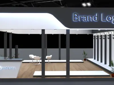 2 side open modern exhibition stall design for brand showcases Low-poly 3D model